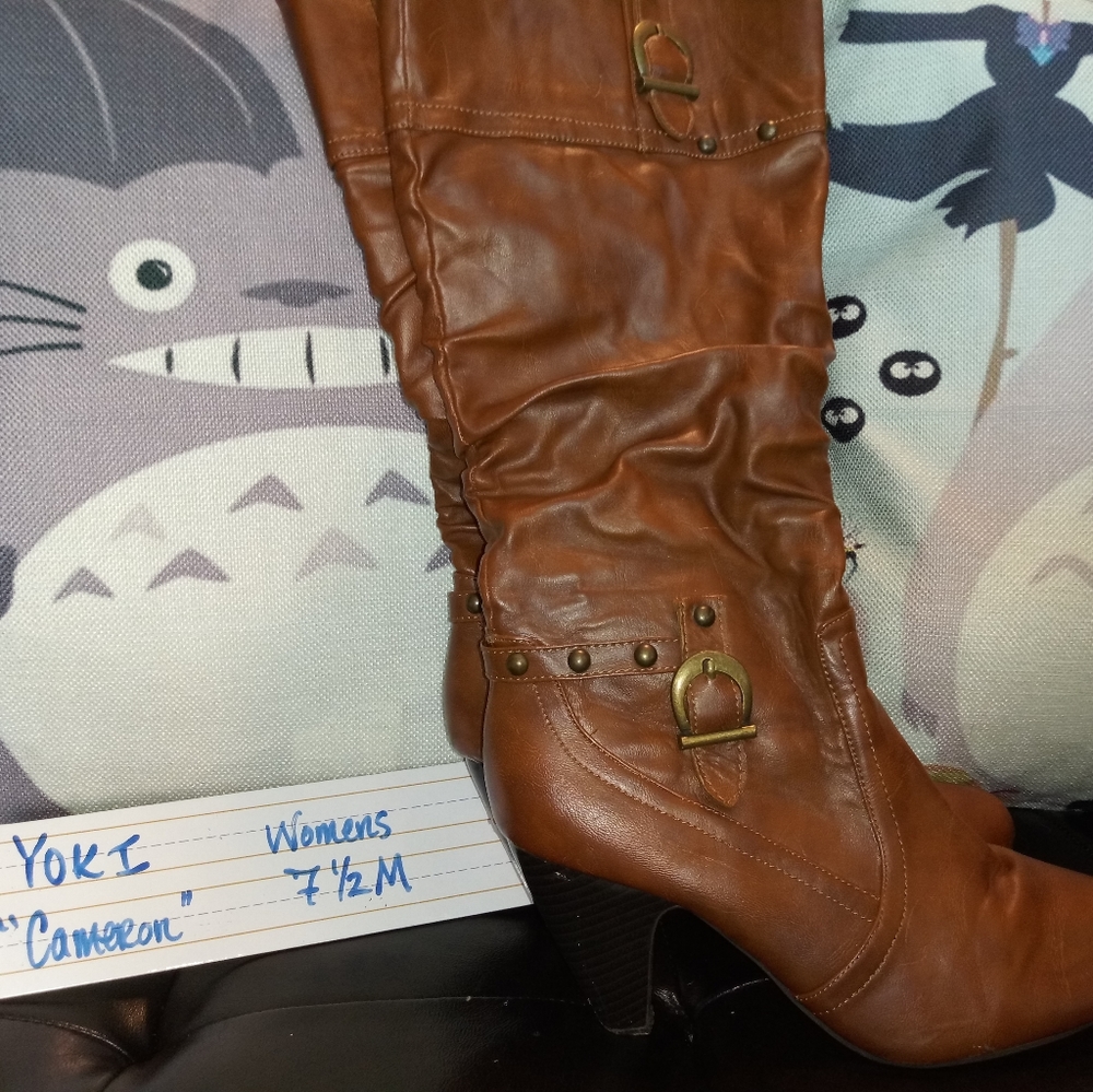 Yoki "Cameron" brown leather boots